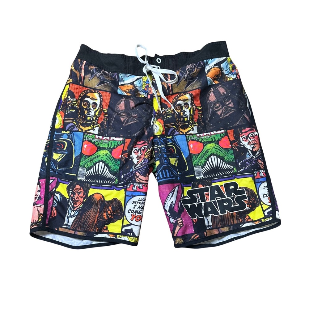 Star Wars Mens Comic Book Print Board Shorts Swim Trunks Multicolor Large L